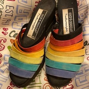 Andrea Assous colorful rainbow wedges
